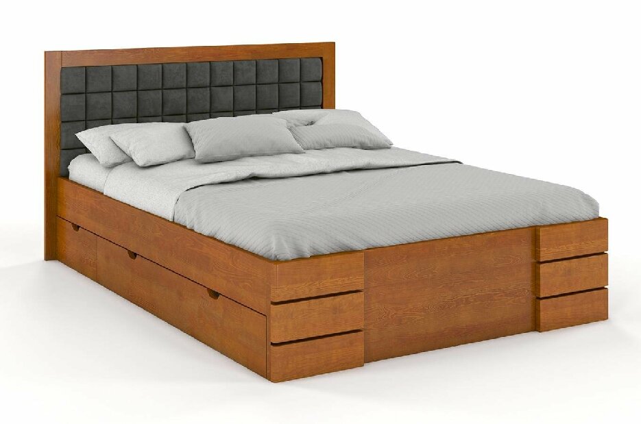 Manželská posteľ 160 cm Naturlig Storhamar High Drawers (borovica)