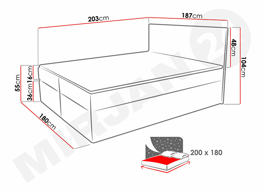 Manželská posteľ 180 cm Tosano (s roštom a matracom) *výpredaj