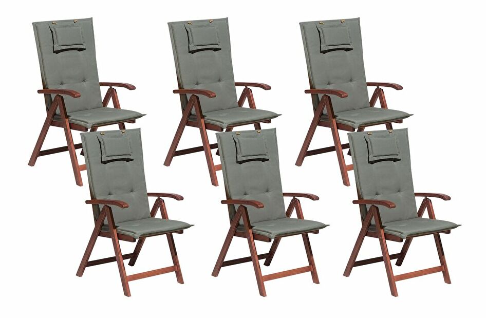 Set 6 ks. záhradných stoličiek TRATORIA (tmavočervená + sivá)