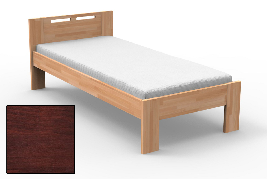 Jednolôžková posteľ 90 cm Nela (buk morený na mahagón) (masív) *výpredaj