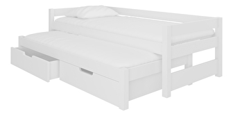 Rozkladacia detská posteľ 200x90 cm Fifo (s roštom a matracom) (biela)