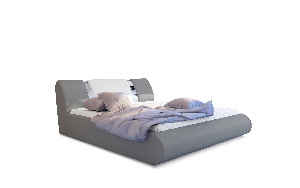Manželská posteľ 140 cm Fabio (svetlosivá + biela) (s roštom a úl. priestorom)