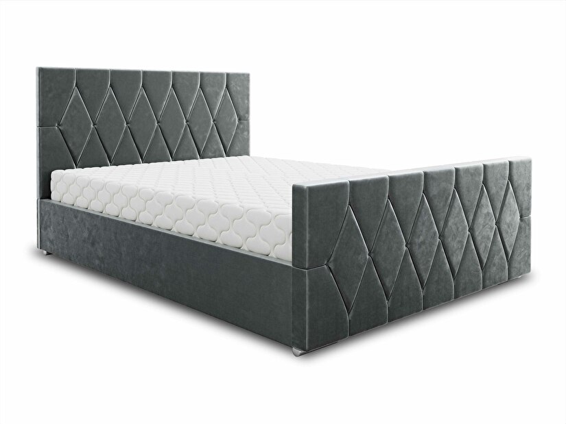 Manželská posteľ 180 cm Alex (sivá) (s roštom a úložným priestorom)
