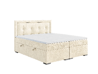 Manželská posteľ Boxspring 160 cm Veronica (krémová) (s matracom a úl. priestorom)