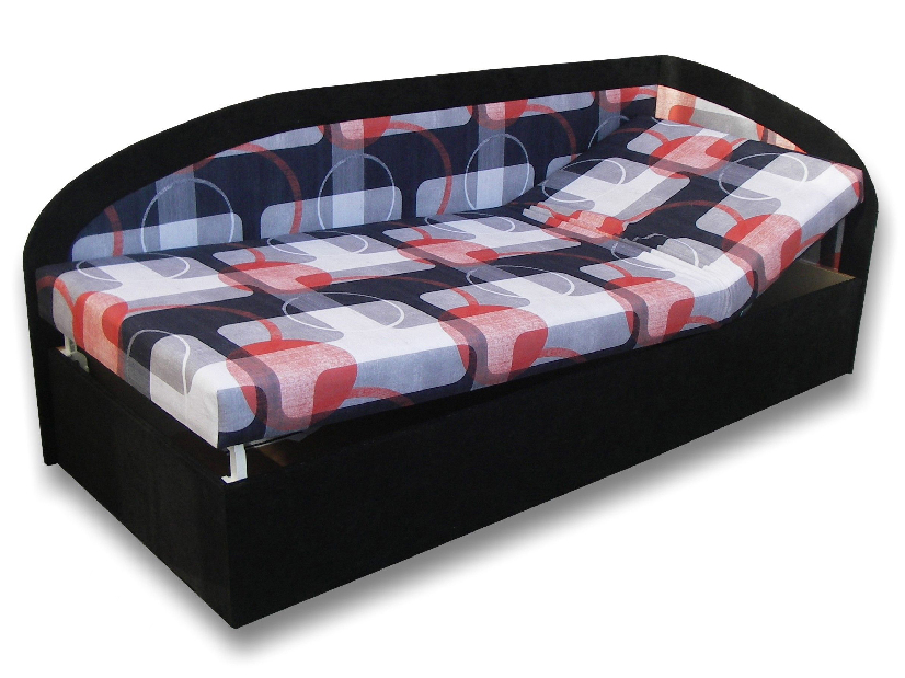 Jednolôžková posteľ (váľanda) 80 cm Kamila (Čierna 39 + Mimi 21) (P) *výpredaj