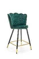 Barová stolička Helaine (tmavozelená + čierna + zlatá)