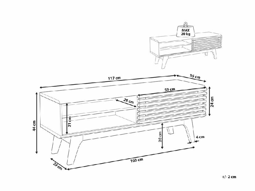 TV stolík/skrinka Tabula (tmavé drevo)