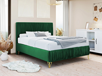 Manželská posteľ 140 cm KotexII  (tmavozelená) (s roštom a matracom)