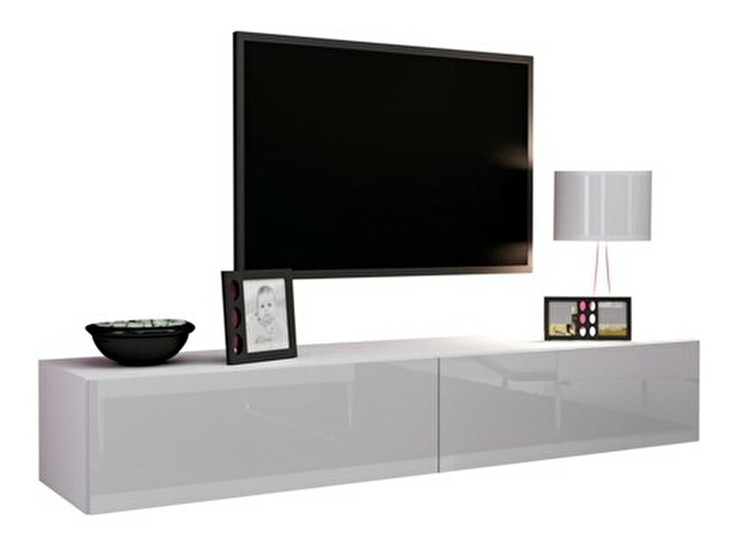 TV stolík/skrinka Zigo 180 (biela + lesk biely) *výpredaj