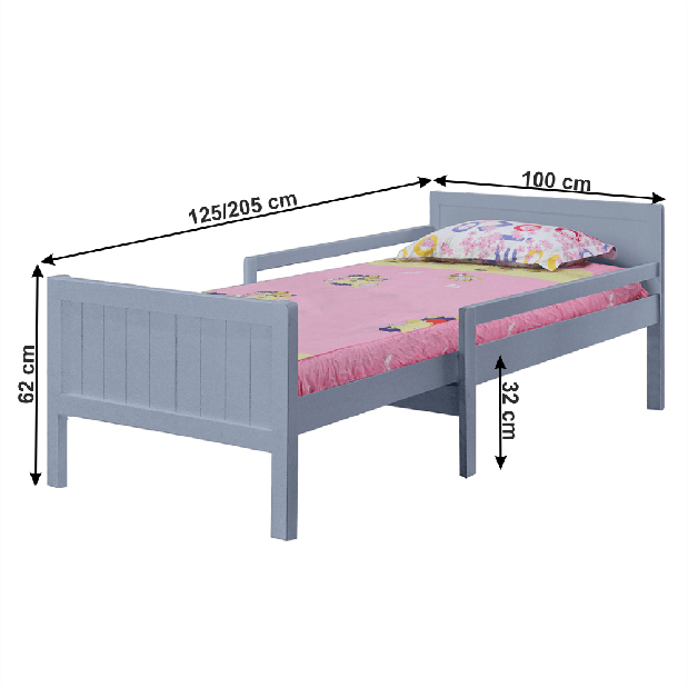 Jednolôžková posteľ 90 cm Elunna (sivá) (s roštom)