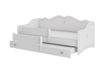 Rozkladacia detská posteľ 160x80 cm Ester II (s roštom a matracom) (biela + ružová + vzor) *výpredaj
