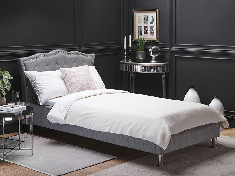 Jednolôžková posteľ 90 cm MATH (s roštom) (sivá)