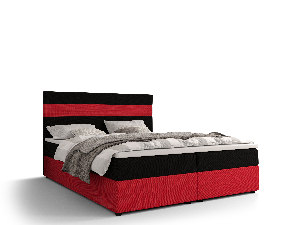 Manželská posteľ Boxspring 140 cm Locos Comfort (tmavohnedá + červená) (s matracom a úložným priestorom)