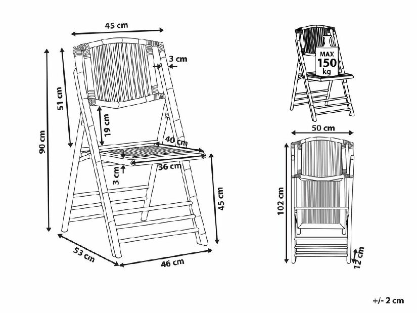 Set 4 ks jedálenských stoličiek TARANO (hnedá)