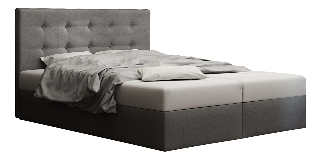 Manželská posteľ Boxspring 160 cm Duel 1 Comfort (sivá) (s matracom a úložným priestorom)