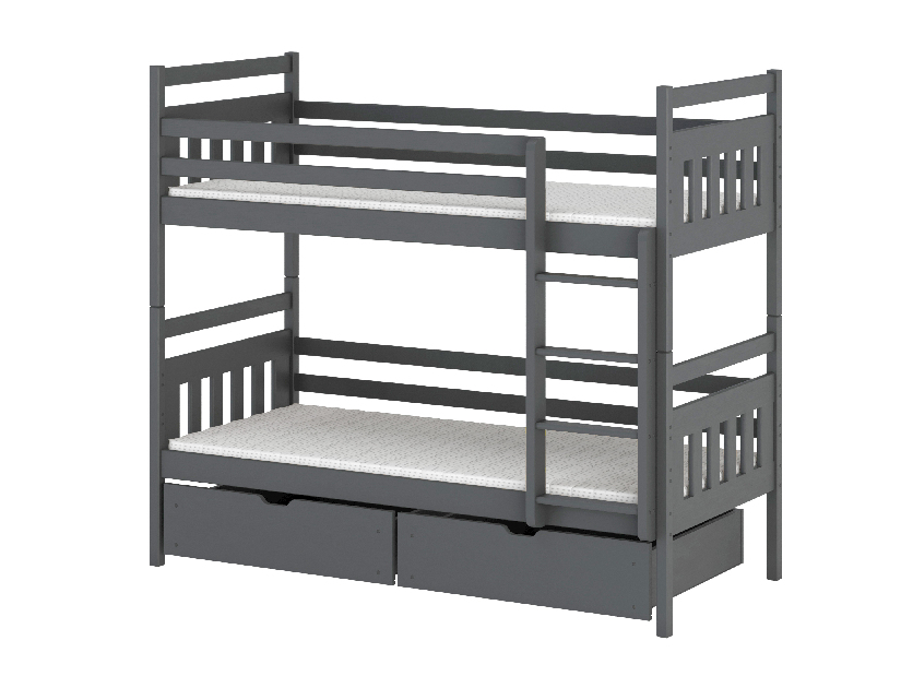 Detská posteľ 80 x 180 cm ARAS (s roštom a úl. priestorom) (grafit)