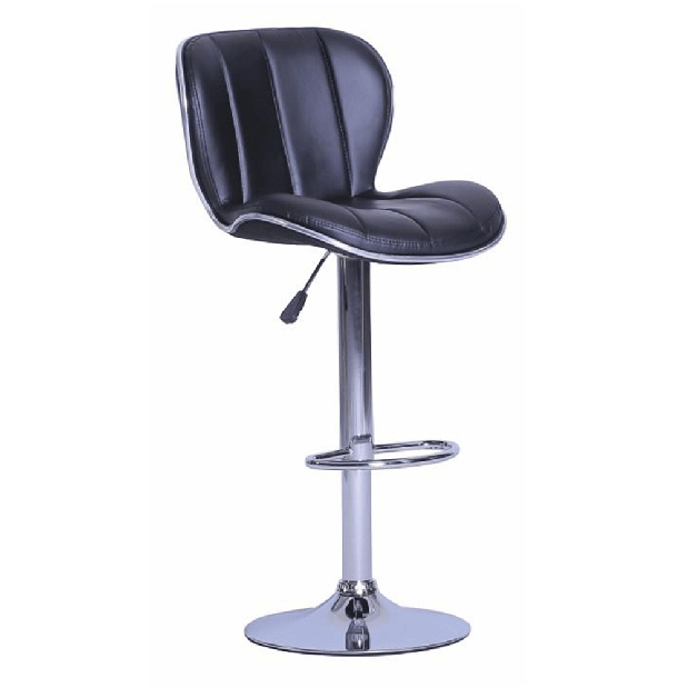 Barová stolička Kiks (ekokoža čierna + chróm)