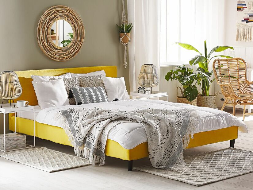 Manželská posteľ 180 cm FUTTI (s roštom) (žltá)
