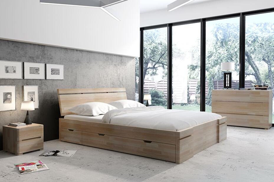 Manželská posteľ 200 cm Naturlig Bavergen Maxi DR (buk) (s roštom a úl. priestorom)