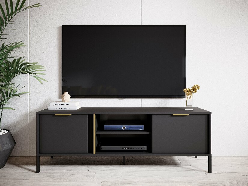 TV stolík/skrinka Lyran 2D (antracit + zlatá)