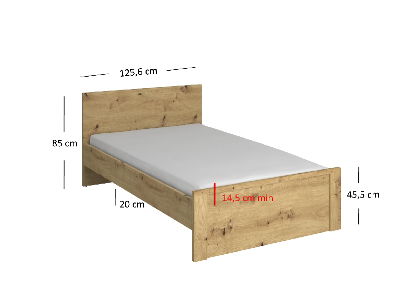 Manželská posteľ 120 cm Andra (dub artisan) (bez roštu a matraca)