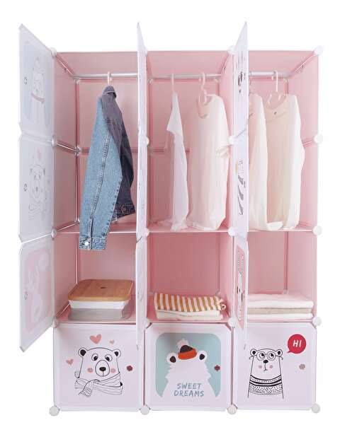 Detská modulárna skriňa Fresh Pink (ružová + detský vzor) *výpredaj