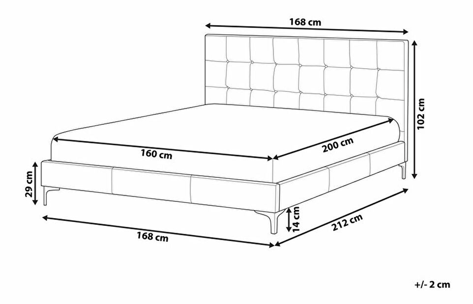 Manželská posteľ 160 cm AMART (sivá) (ekokoža) (s roštom)