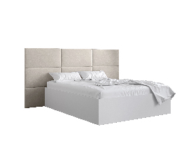 Manželská posteľ s čalúneným čelom 160 cm Brittany 2 (biela matná + krémová) (s roštom) *bazár