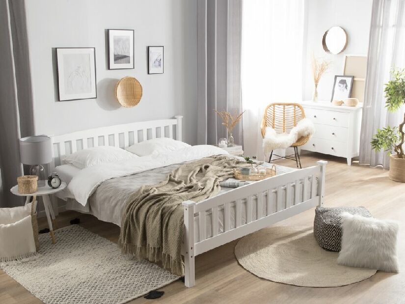 Manželská posteľ 180 cm GERNE (s roštom) (biela)