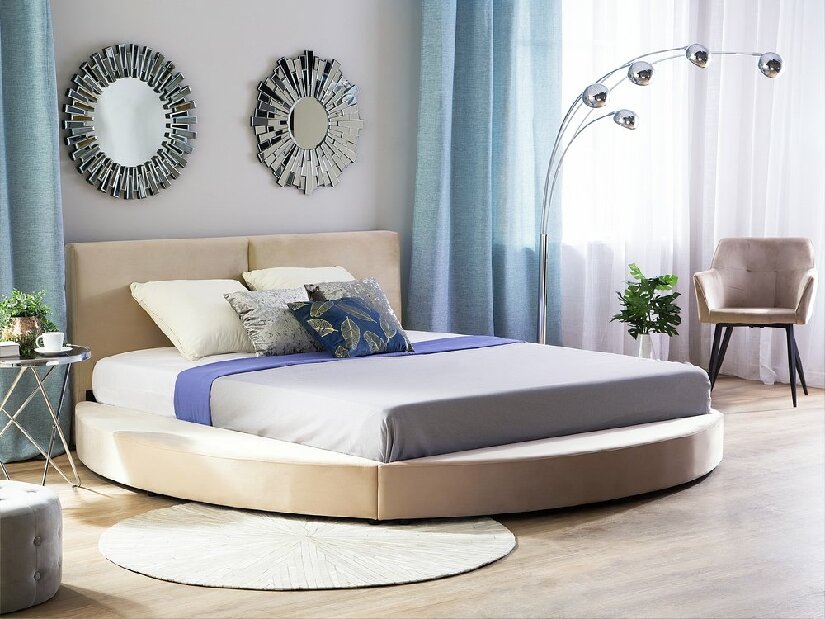 Manželská posteľ 180 cm LOMA (s roštom) (béžová)