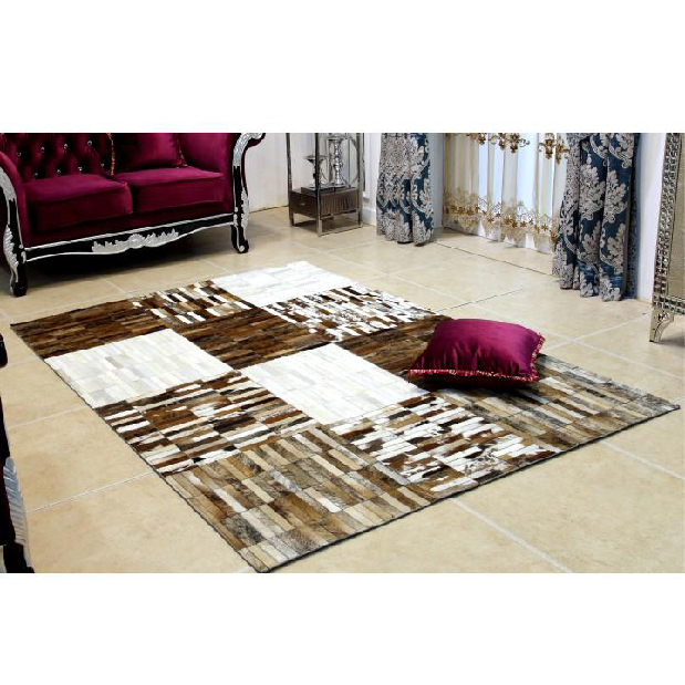Kožený koberec 69x140 cm Kazuko TYP 04 (hovädzia koža + vzor patchwork)