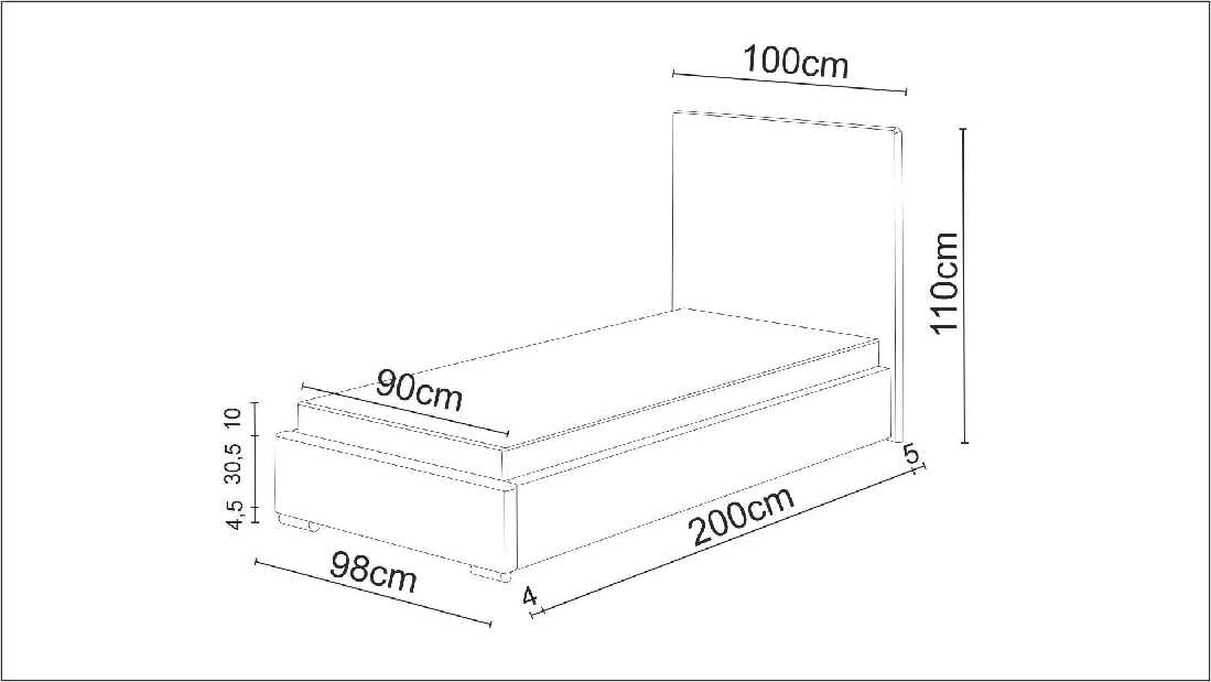 Jednolôžková posteľ 90 cm Foxxie 4 (čierna)