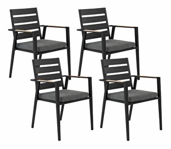 Set 4 ks záhradných stoličiek Thierry (čierna) 
