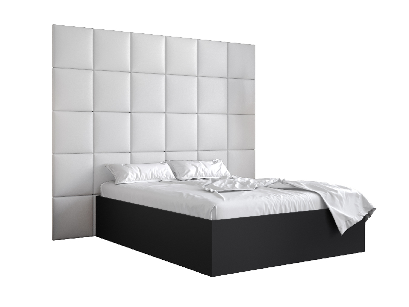 Manželská posteľ s čalúneným čelom 160 cm Brittany 3 (čierna matná + biela) (s roštom)