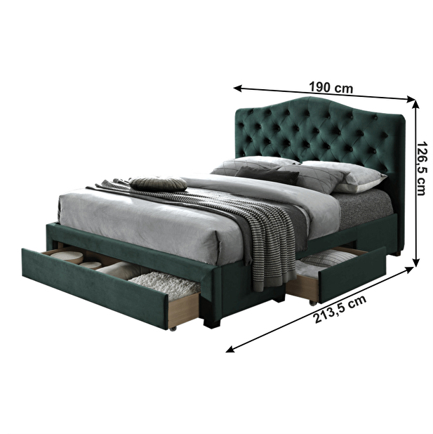 Manželská posteľ 180 cm Kelpea (s roštom) (smaragdová) *výpredaj