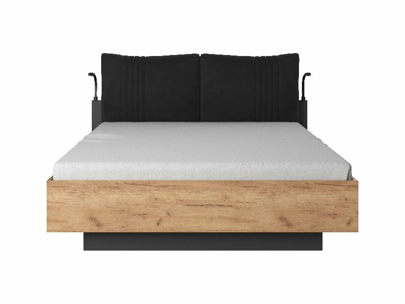 Manželská posteľ 160 cm Dalde C (bez matraca a roštu) (dub craft zlatý + antracit)