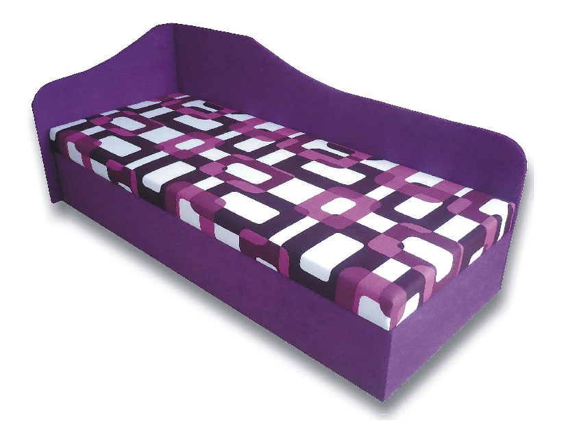Jednolôžková posteľ (váľanda) 80 cm Lux 87 (Fialová 49 + Gusto 10) (PUR pena) (L) *bazár