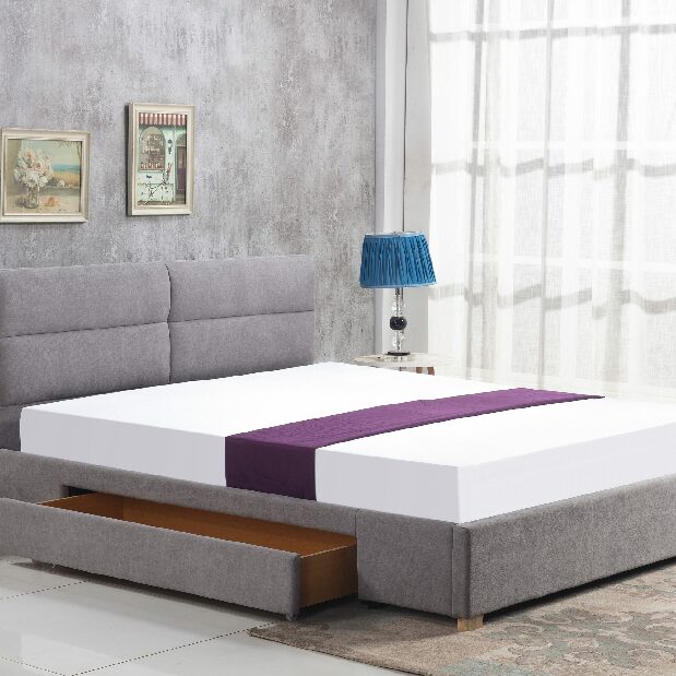 Manželská posteľ 160 cm Capaz (sivá) (s roštom)