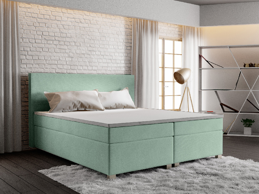 Manželská posteľ Boxspring 180 cm Simon (mätová) (s matracom, bez úložného priestoru)