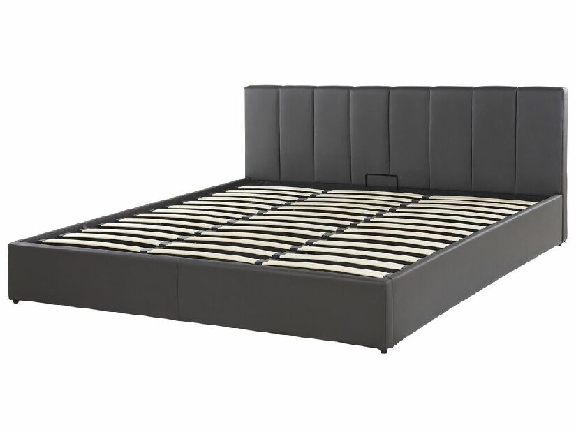 Manželská posteľ 180 cm DARGAN (sivá) (umelá koža) (s roštom a úl. priestorom)