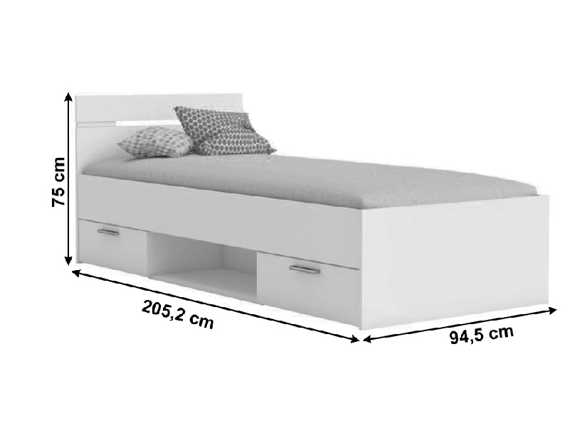 Jednolôžková posteľ 90 cm Myriam (dub sonoma)(bez matraca a roštu)