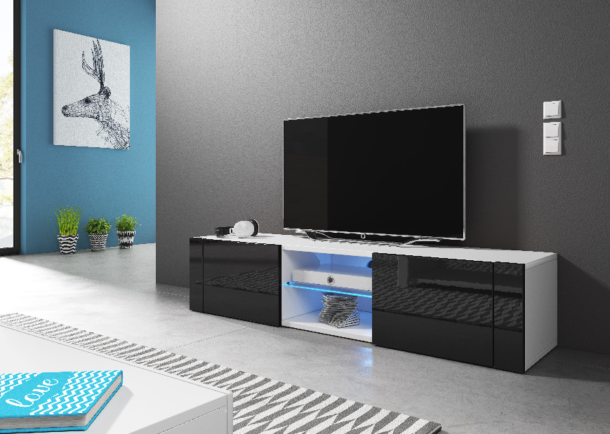 TV stolík/skrinka Hit (čierny lesk + biela matná)