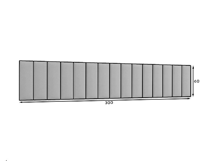 Set 15 čalúnených panelov Quadra 300x60 cm (modrá)