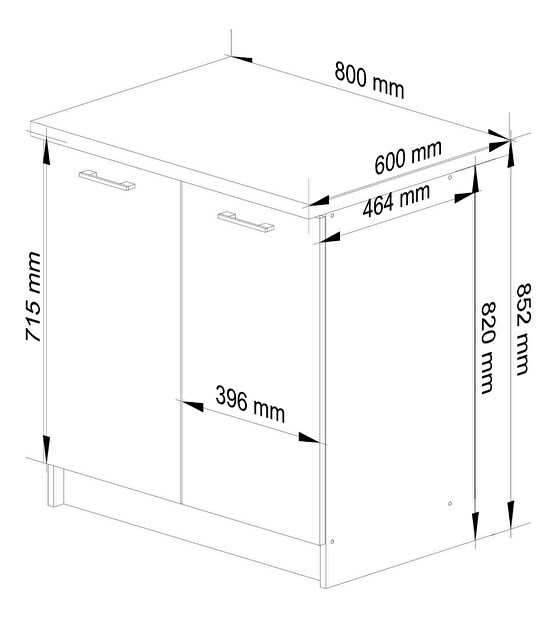 Dolná kuchynská skrinka Ozara S80 2D (biela + betón)