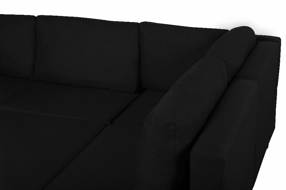 Modulárna pohovka v tvare U FELLE (polyester) (čierna) (pre 6 ľudí)