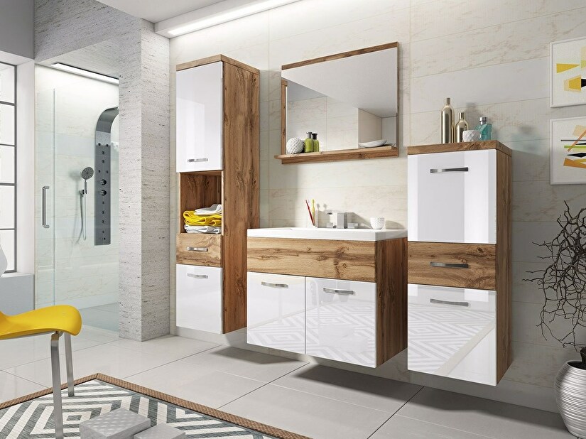 Kúpeľňa s umývadlom a sifónom Lumia (dub wotan + biela)*výpredaj