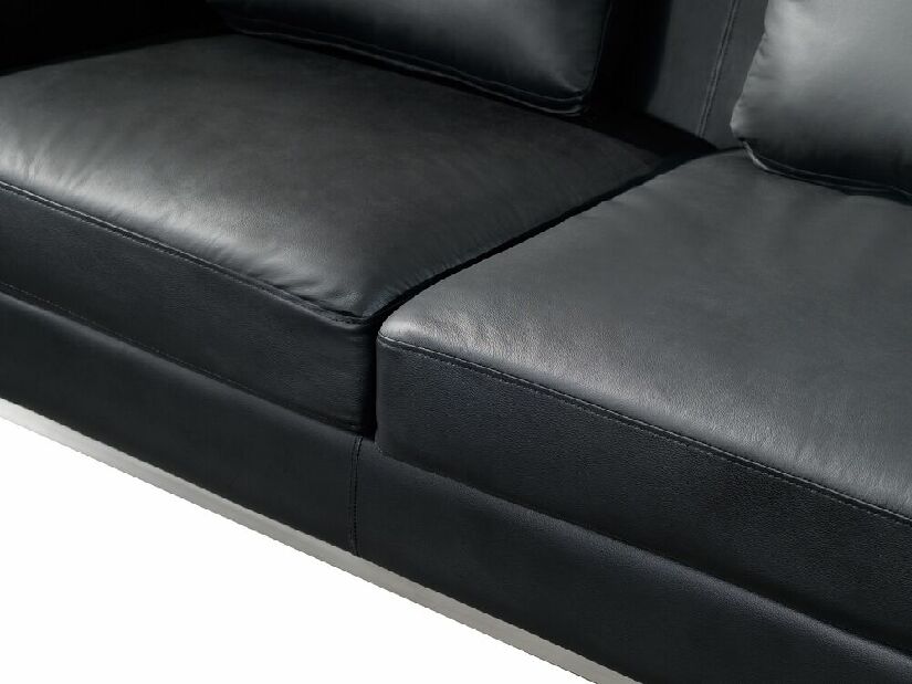 Kožená rohová sedačka Oulu (čierna) (L)