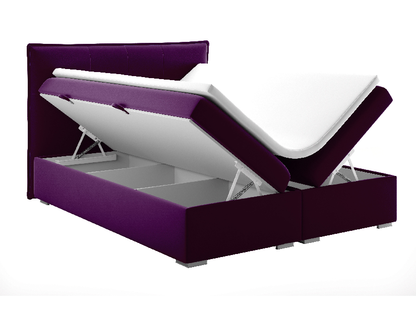 Kontinentálna posteľ 160 cm Carla (fialová)(s úložným priestorom)