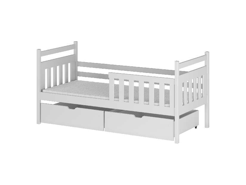 Detská posteľ 80 x 180 cm Kasey (s roštom a úl. priestorom) (biela)