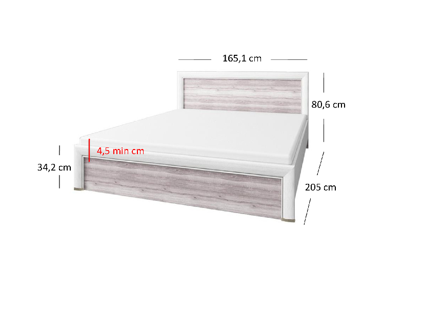 Manželská posteľ 160 cm ORONTES (krémová + dub ancona) (s roštom)